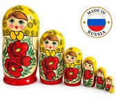Houten Matroesjka poppen, Russische,babushka, 23 cm hoog 7 delig handbeschilderd