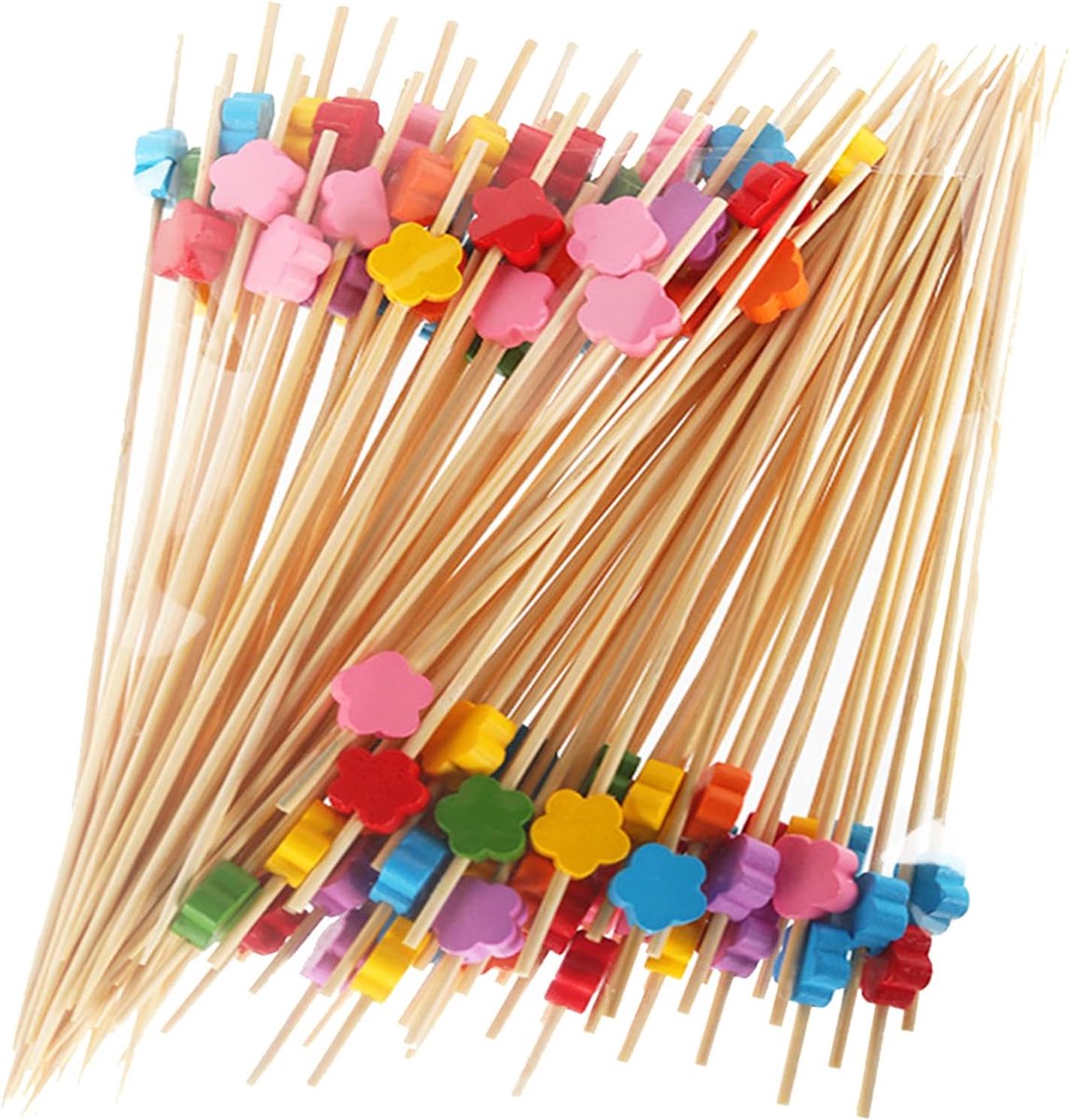 Dailygoods- Tandenstokers Houten 100 Stuks - Cocktail Tandenstokers - Fruit Tandenstokers - Decoratieve Picks - 12cm - Milieuvriendelijk - Cocktailpri