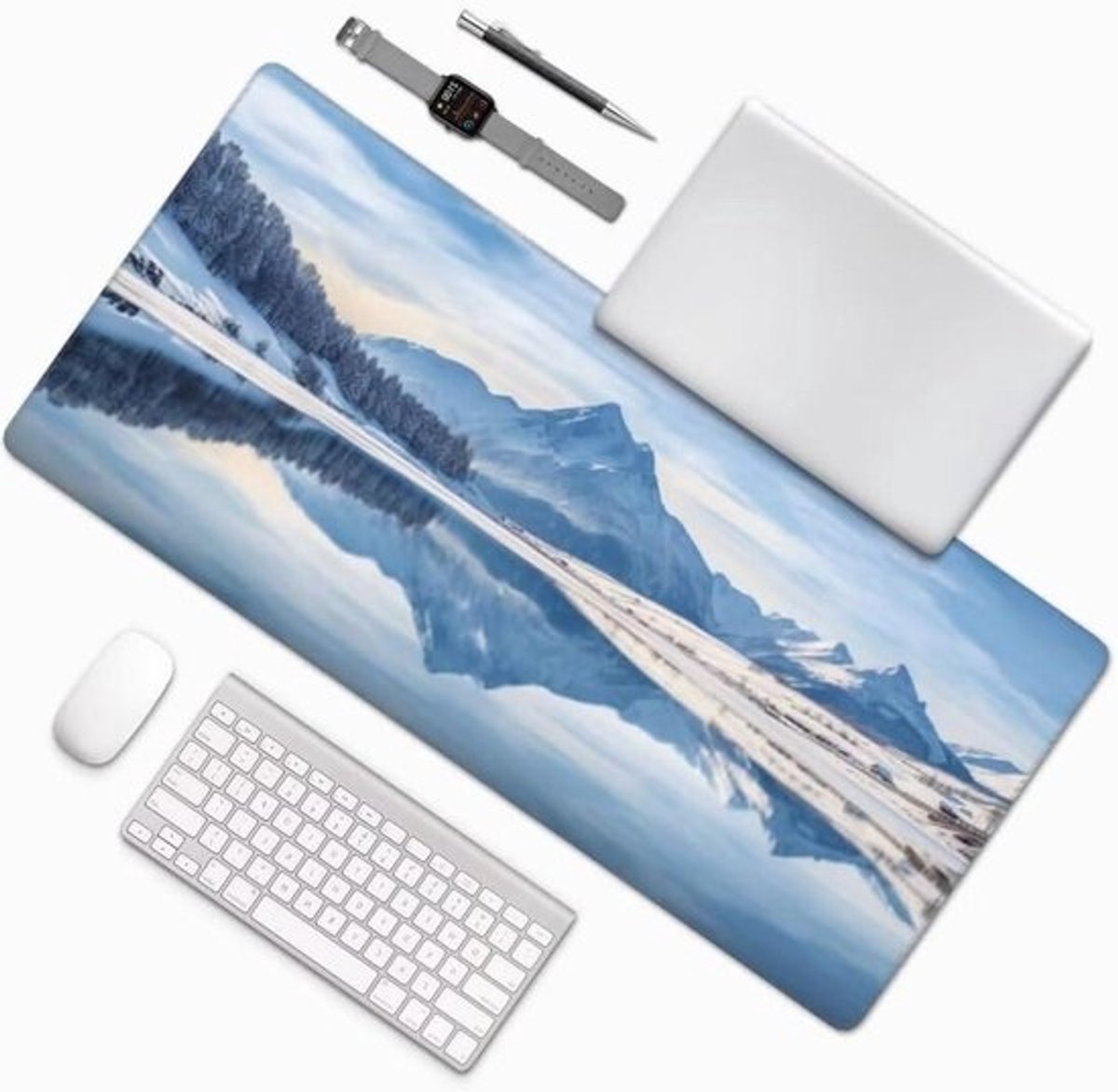 Grote Muismat - Bureaumat Landschap - Thuiswerk en Gaming - Waterdicht en Antislip - 60 x 30 cm - Winterlandschap