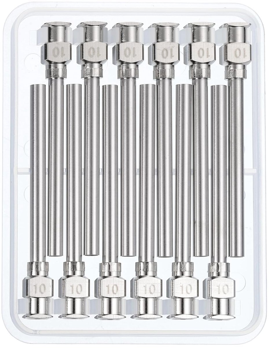 Doseernaalden van roestvrij staal, 10 g x 1,5 inch, 12 stuks, naaldbuizen met stompe punt en sluiting Luer inkt, dikke lijm in het laboratorium, zilverkleurig