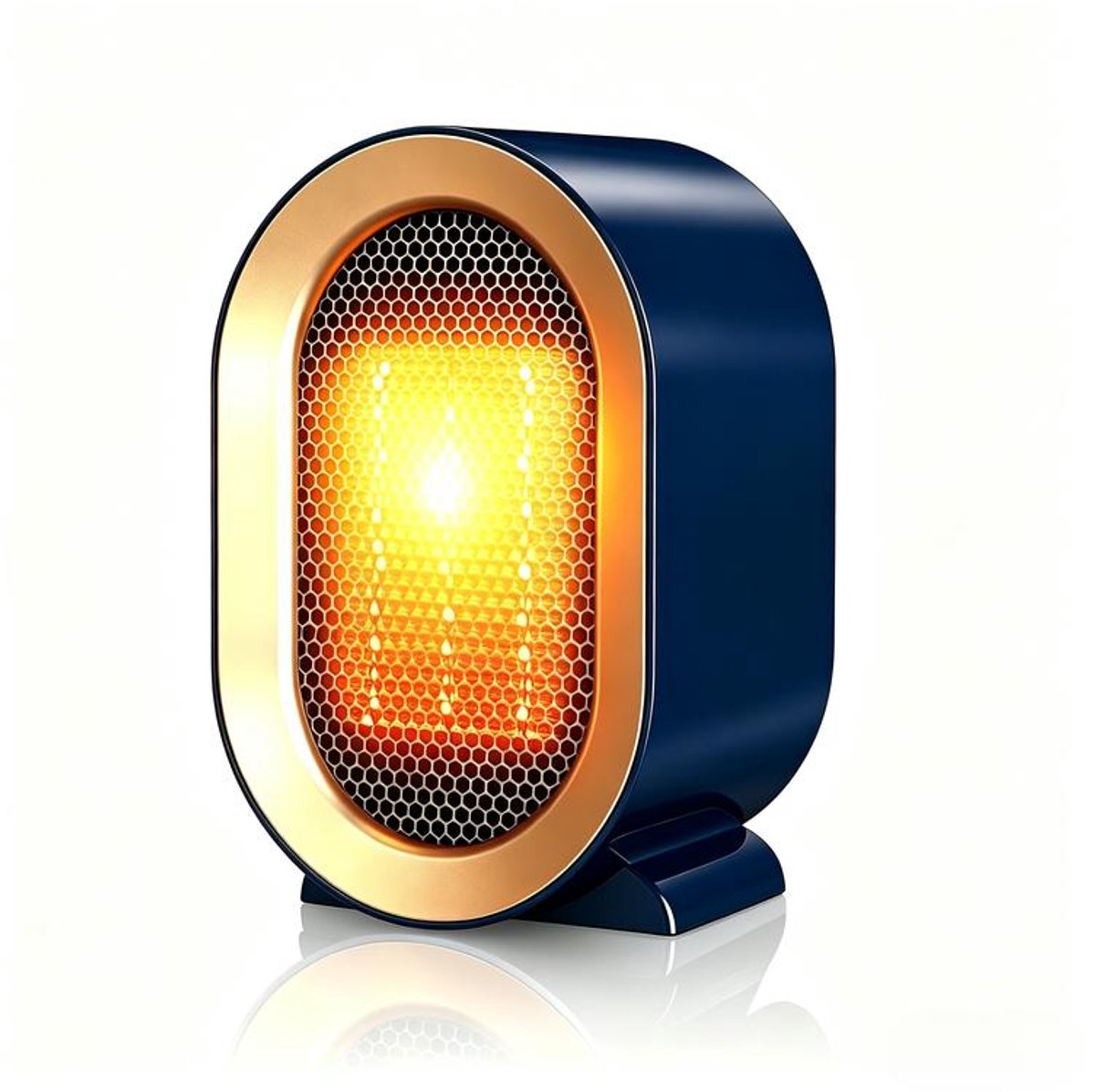 KZQ Elektrische kachel – Bureau ventilatorkachel – Energiezuinige, draagbare elektrische kachel - 1200 W – 2 warmtestanden – Keramische verwarmingstechnologie – Thermostaatfunctie – Geschikt voor kleine kamers, slaapkamers en kantoren – Blauw