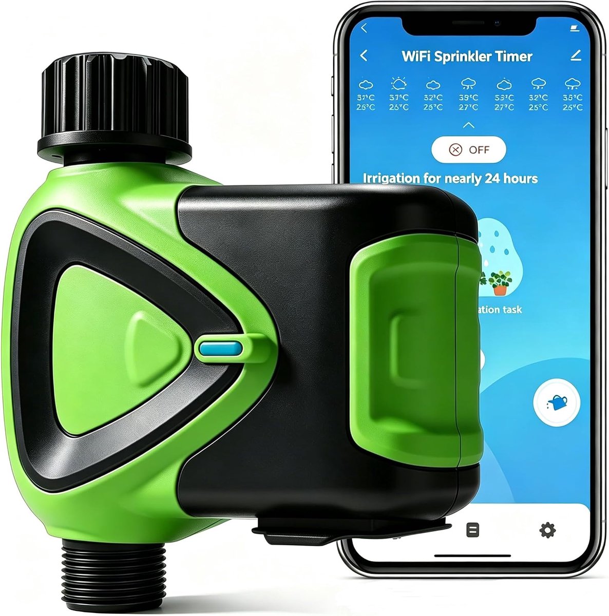 Smart irrigatietimer met Tuya app, regenvertraging, automatische giettimer voor tuin, balkon, compatibel met Alexa & Google Assistant