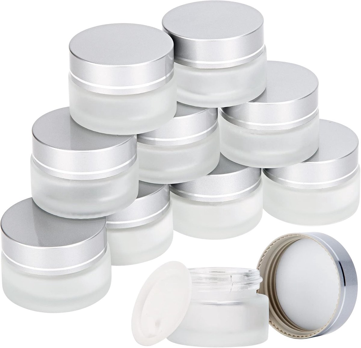 Dailygoods- Crèmepotje 20 ml - Glazen Potje - Cosmetica Potjes - Leeg Potje - Schroefsluiting - Ideaal voor Reizen - Hoge Kwaliteit - Cosmeticapotjes