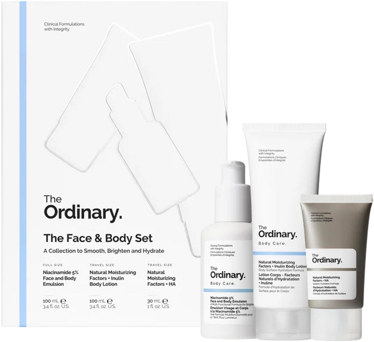 The Ordinary - Skincare Set - Hydraterende Gezichtscrème 30 ml + Bodylotion 100 ml + Face and Body Emulsion 100 ml - Cadeaus voor Vrouwen - Geschenkset - Cadeaudoos - Geschenkdoos - Giftset Vrouw - Cadeauset - Dagcreme - Creme - Moisturizer
