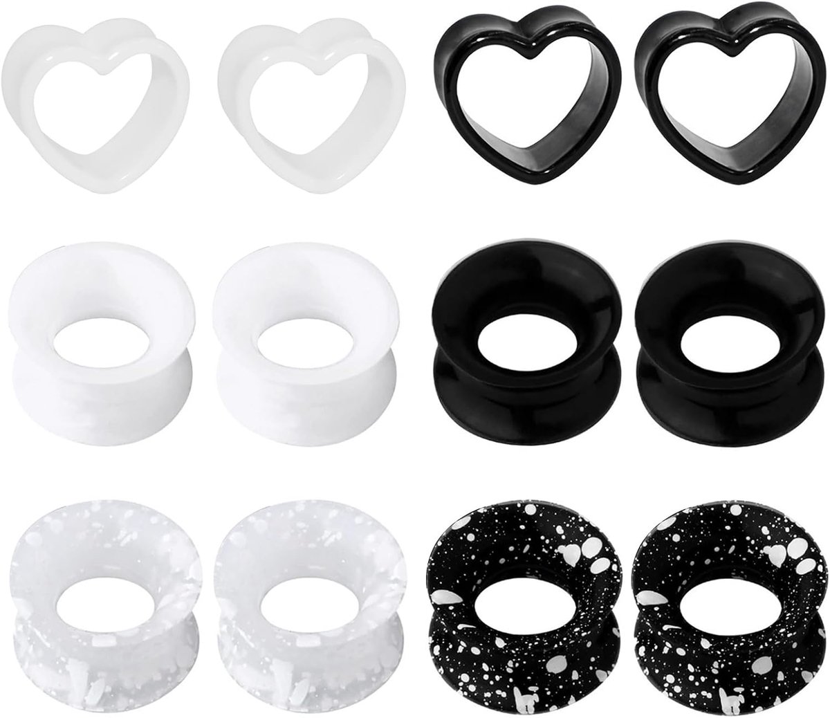 Tunnels van siliconen, vleestunnels van siliconen, hoofdtelefoon in hartvorm, dubbele expander, voor dames en heren, 6-20 mm