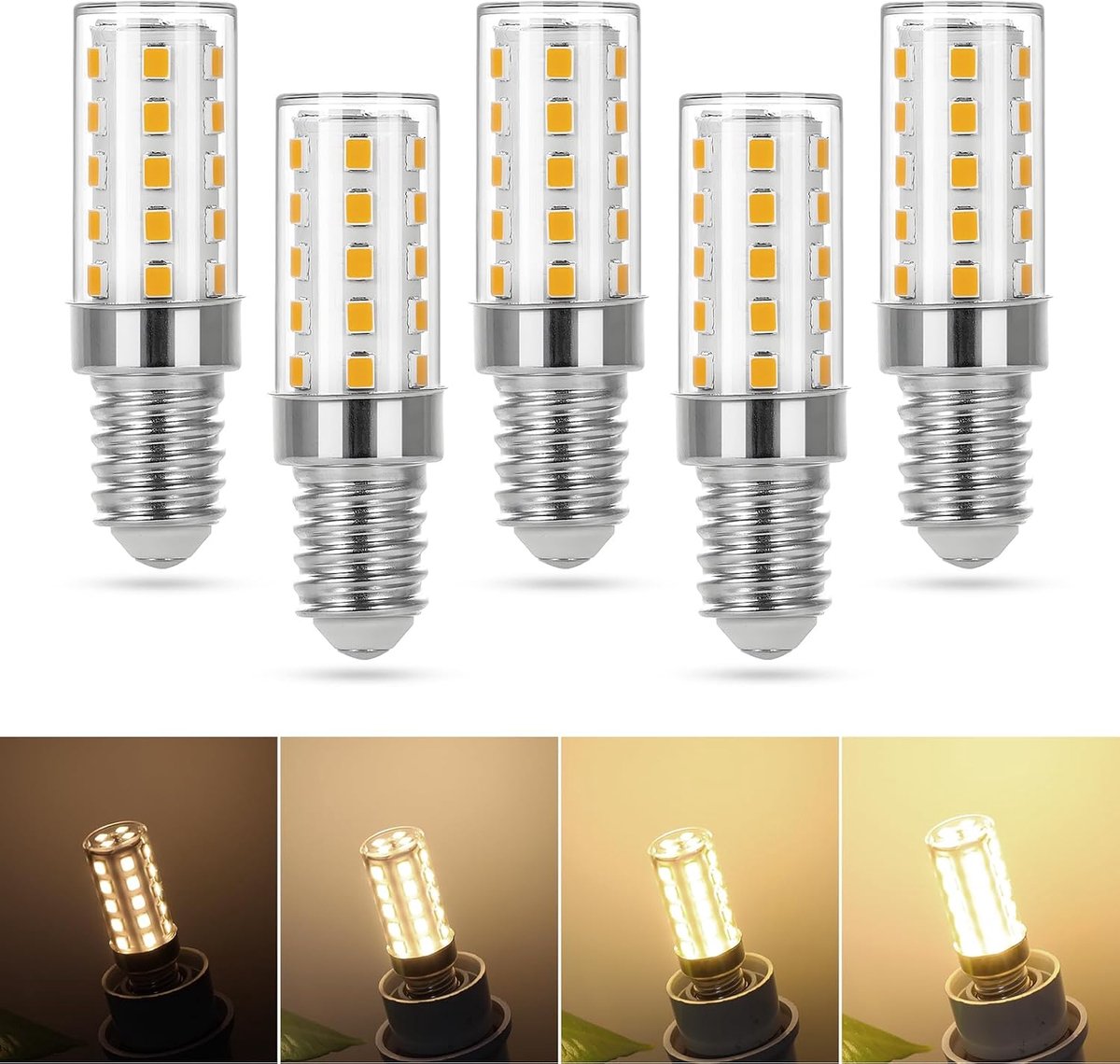 E14 LED Dimbare Lampen,Natuurlijk Wit 4000K 3,5 W 350LM,5-Pack