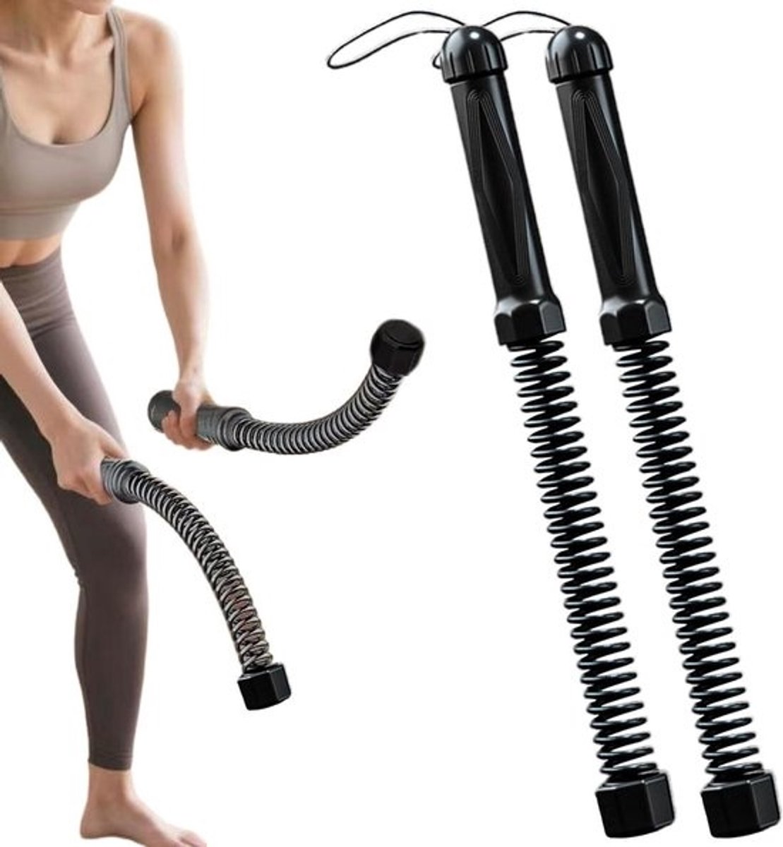Vechttouwen Training - Fitness Touwen - Kracht Opbouwen - Antislip Handgrepen - 2 stuks - Grijs