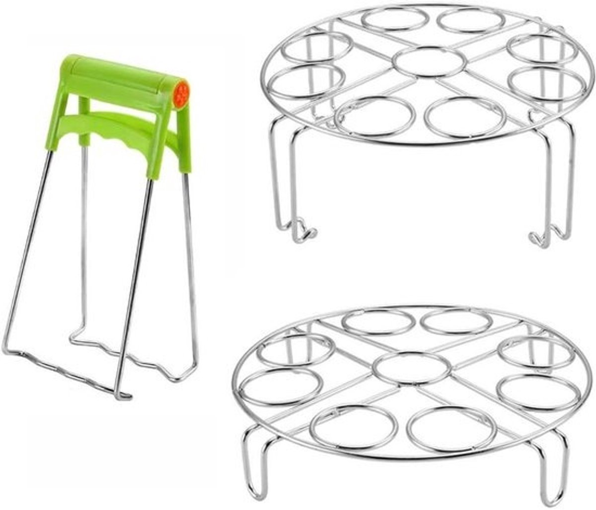 Stoomrek Set - Keuken Accessoires - Gezond Koken - Veelzijdig Gebruik - 3 Stuks - Zilverkleurig