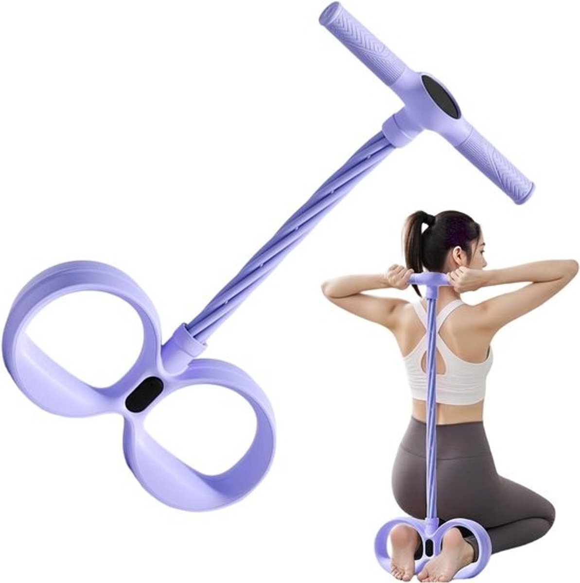 Pedaal Weerstandstrainer - Fitnessapparaat Buikspieren - Thuis Trainen - 6 Buizen Instelbaar - 60 x 29 cm - Paars