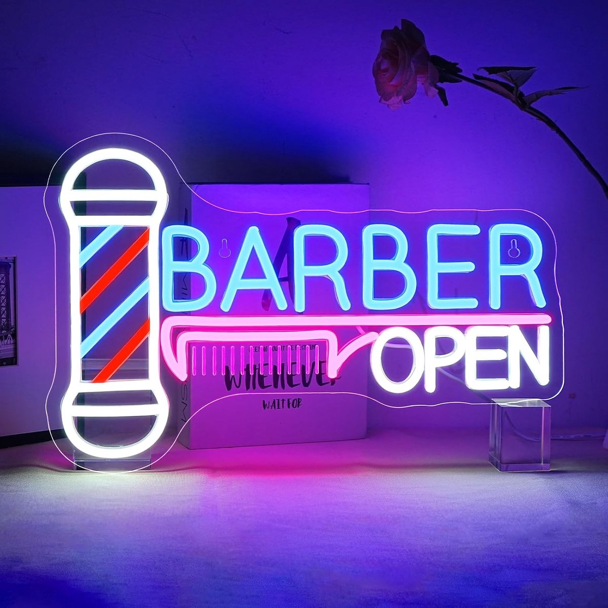 ineonlife Barber Open neonbord, barber led-bord voor wanddecoratie, open neon led-belettering, voor kapsalon, schoonheidssalon