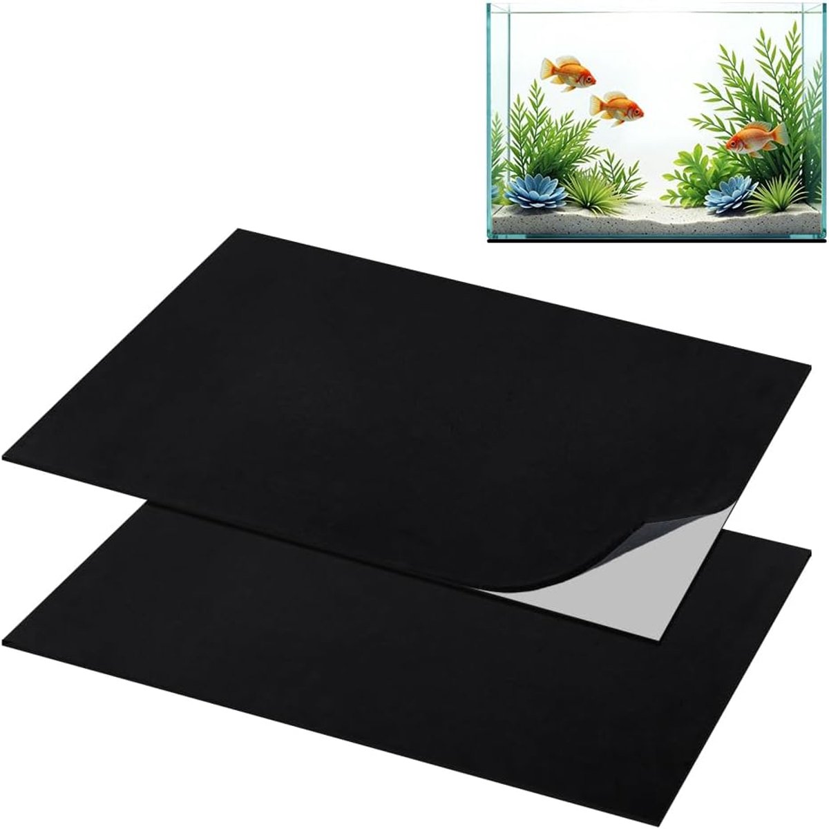 Zelfklevende platen van neopreenschuim, 500 x 350 mm, zwarte schuimfolie voor creatief werken, nivelleringsmat voor aquaria, 2 stuks