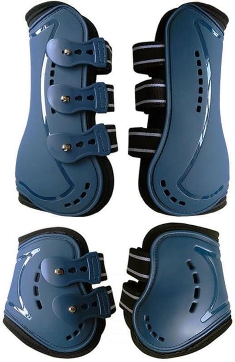 Paarden Beenbeschermers - Set van 4 - Paardrijden - Slagvaste PU-schaal - Maat S - Marineblauw