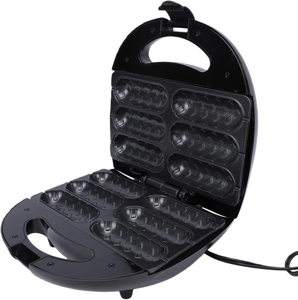 Dog Wafelijzer, 6 Gaten Dubbelzijdig Verwarming Wafel Kaas Mozzarella Stick Maker Hot Dog Machine, Worst Roll Maker, Gemakkelijk Schoon Te Maken (EU-stekker 220V)