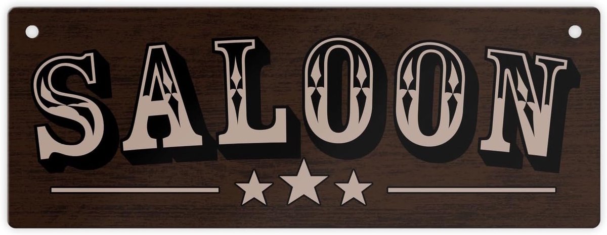 metalen bord in houtlook, grappig blikken bord in westernstijl voor de bar of keuken als decoratie