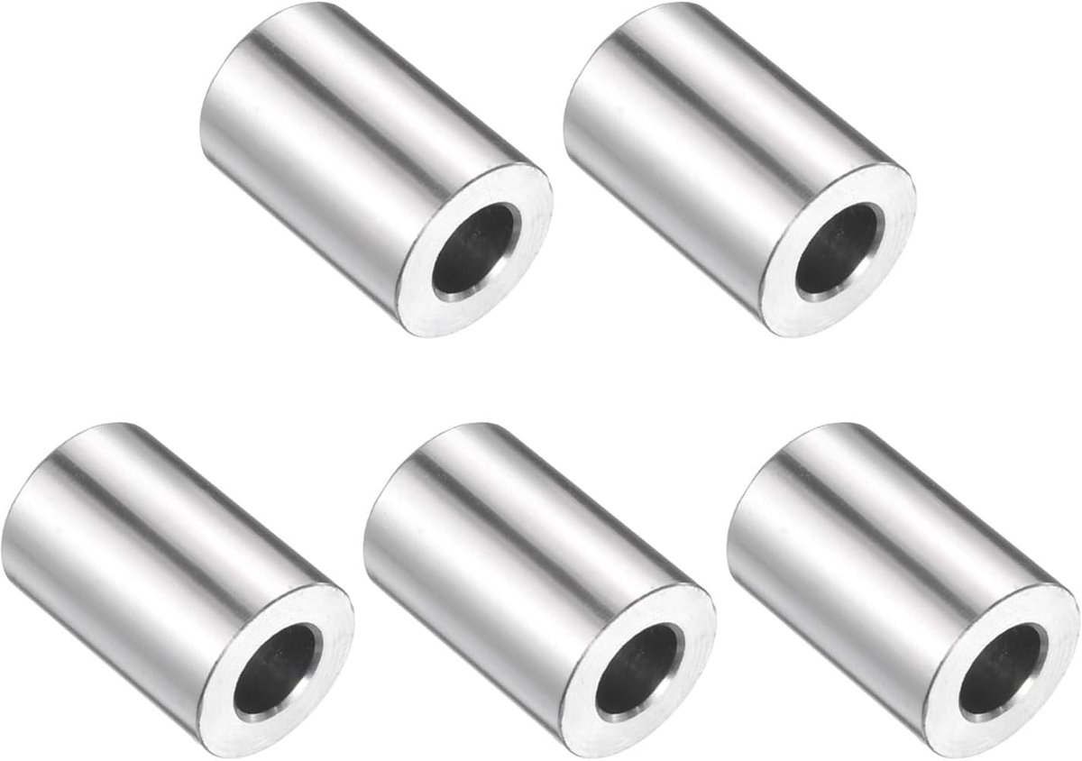5 stuks roestvrijstalen afstandhouders 3/8 inch binnendiameter x 3/4 inch buitendiameter x 1-1/2 inch lengte schroefnaaf, gladde ronde afwerking, metaal voor M10-schroeven en stangen