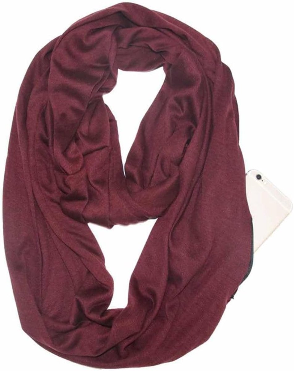 Eenkleurige sjaal met verborgen ritssluiting, lichte reissjaal, Infinity, cirkelsjaal, katoen, bandana's, zachte colsjaal voor dames en meisjes
