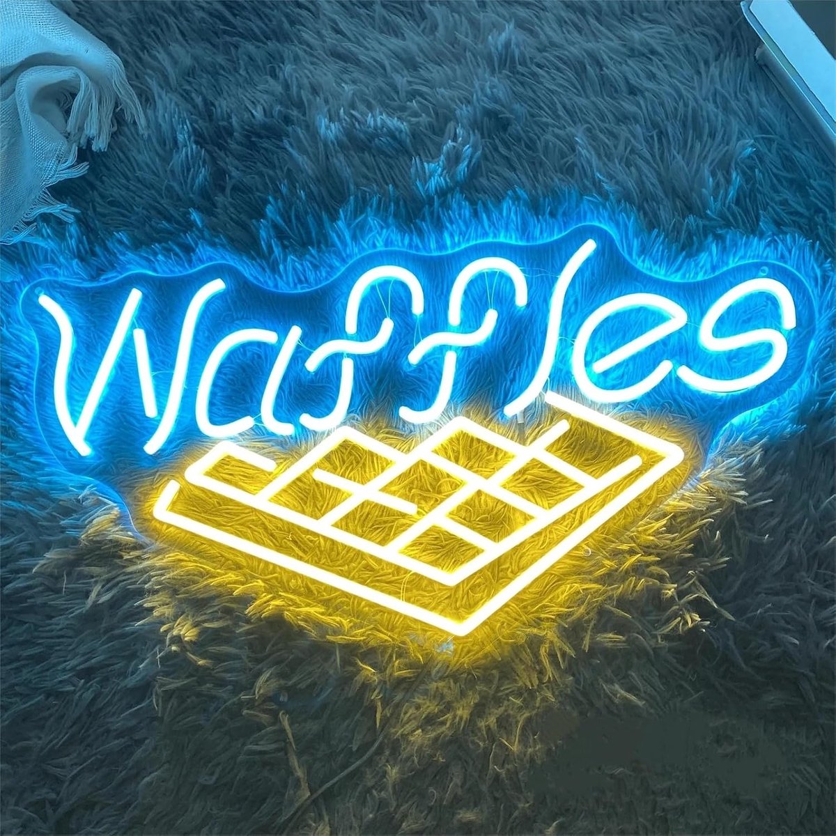 Neonlamp, USB-voeding, dimbaar, led-verlichting voor bakkerij, dessertwinkel, huis, café, bar, koffiehuis, keuken, wafelpatroon, neonverlichting voor wanddecoratie thuis