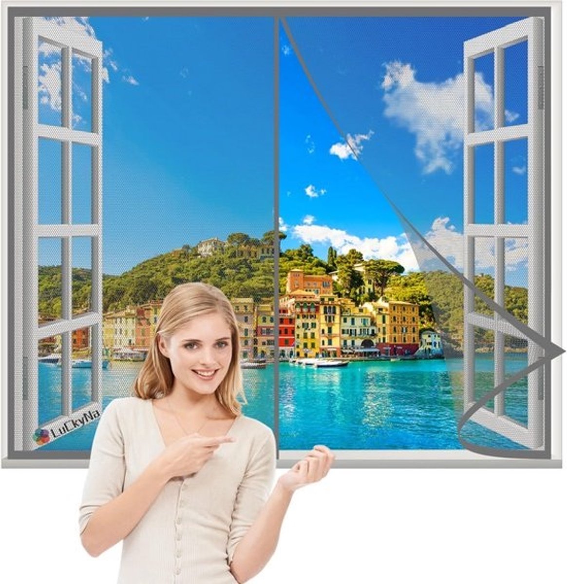 Magneet Hor voor Raam 160x110cm Grijs - Eenvoudige Montage Zonder Boren