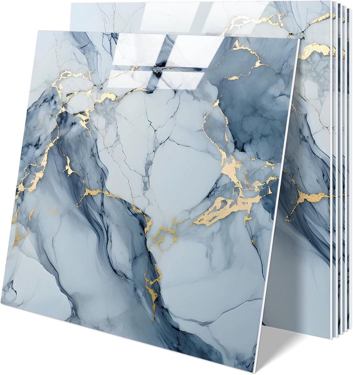 10 Vellen Marmeren Peel and Stick Backsplash Tegel, 30,5 cm x 30,5 cm Tegelstickers PVC Zelfklevende Tegel Douche Wandpanelen voor Badkamer, Keuken, Woonkamer