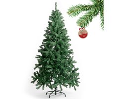 Arvioo Kunstkerstboom-150cm-Groen-PVC-Buigbare takken-IJzeren voet