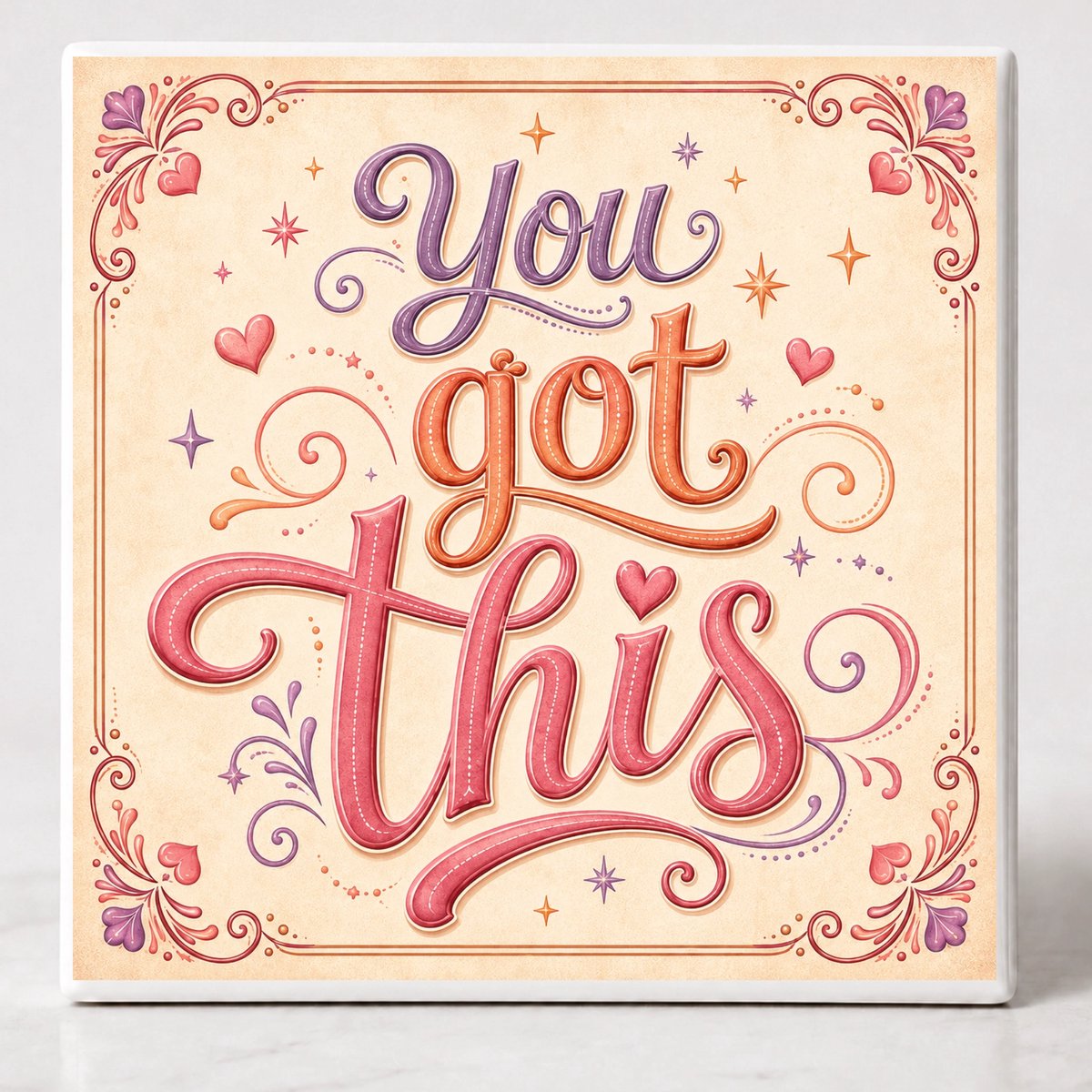 Sublima Tegel spreuk You Got This Creme roze