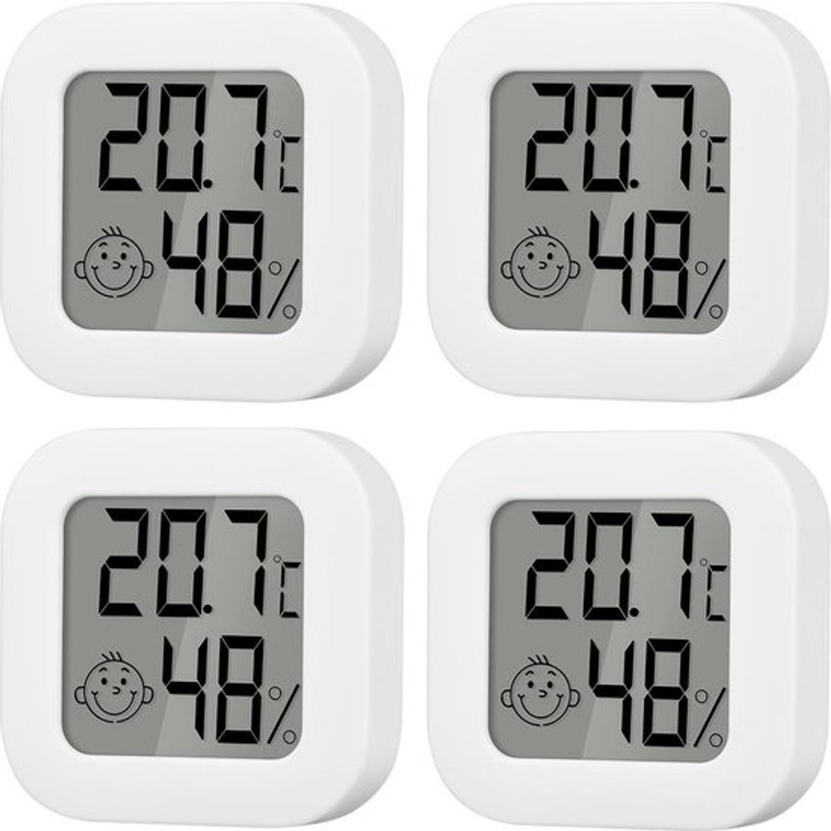 Digitale Luchtvochtigheidsmeter en Thermometer - Set van 4 voor Binnengebruik