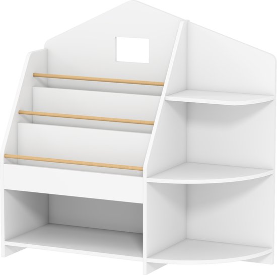 Kinderplank met 7 schappen voor boeken en speelgoed, afgeronde randen, draagvermogen 40 kg, wit — afbeelding 2