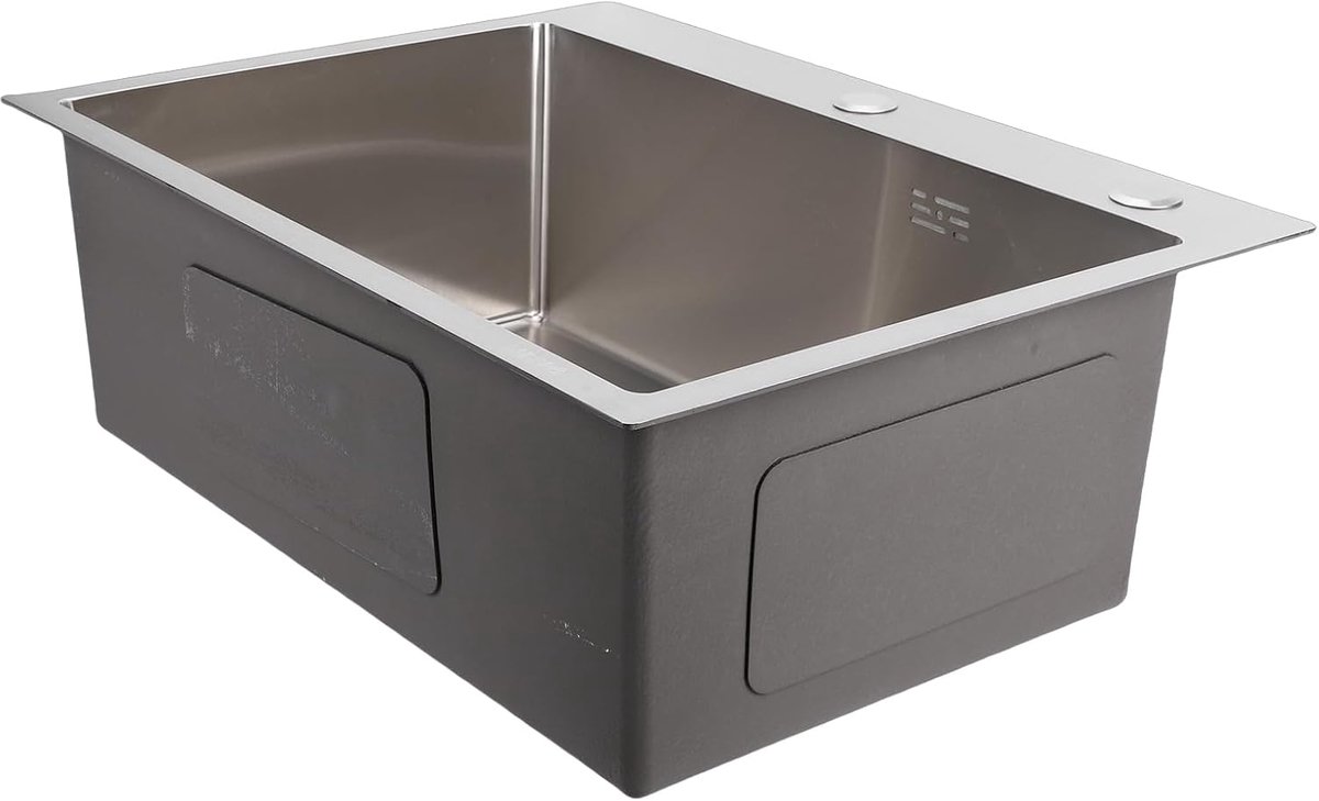 Enkele Kom Keukenwastafel Bovenmontage Onderbouw met Nano-coating voor Foodtruck Camping Voertuig Boot, Geluiddichte Laag, Afvoermand