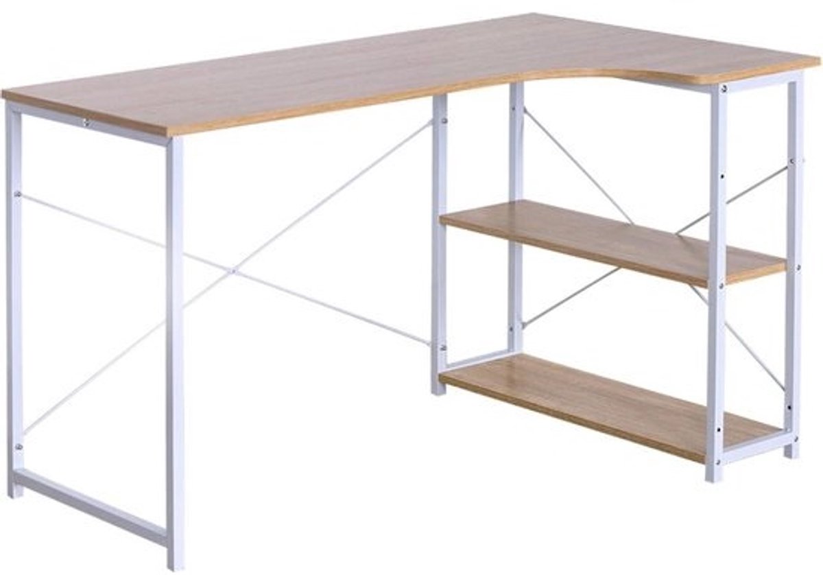 Kamyra® Houten Hoekbureau - Game Bureau - Modern/Industrieel Design - L-vormige Bureautafel - Duurzame Laptoptafel - 120 x 74 x 71,5 cm