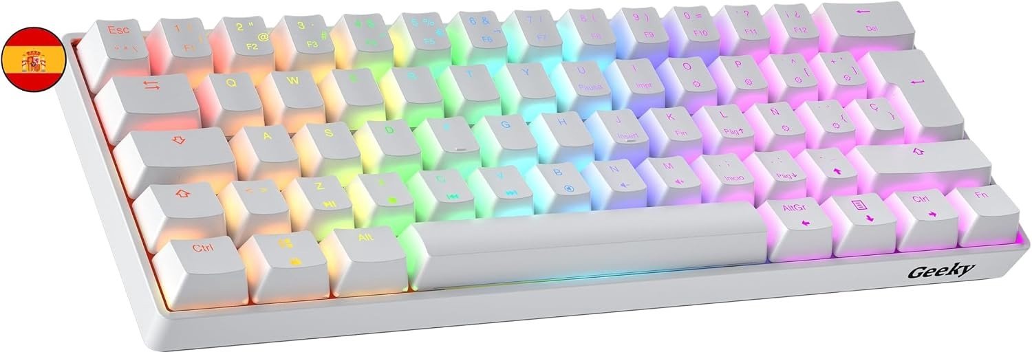 Mechanisch Gaming Toetsenbord - Wit - Hot-Swap Speed Yellow Switch - Met RGB Achtergrondverlichting - Voor PC/Mac Gamer