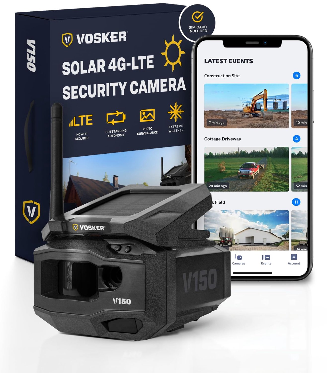 Draadloze Beveiligingscamera Zwart - 4G LTE Verbinding - 12 Volt Batterij - Kunststof Behuizing - Voor Buitenbeveiliging