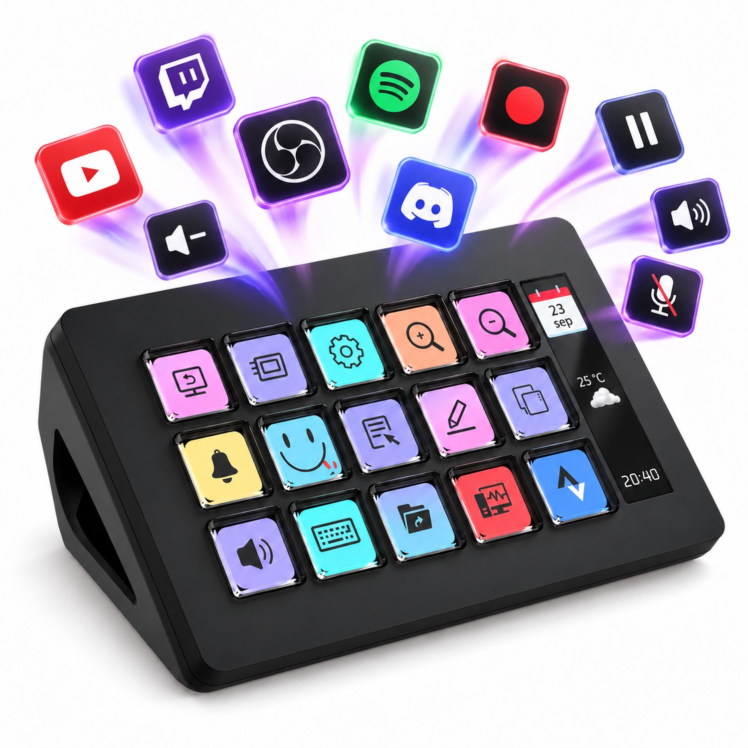 Stream Dock Axis – PC & Mac – 15 Keys – Soundboard – Automatische App & Profiel Schakeling – Volledig personaliseerbaar – Podcast – Podcast Starterset – Podcast Set – Voor Werk, Gaming, Streaming, Podcast En Meer