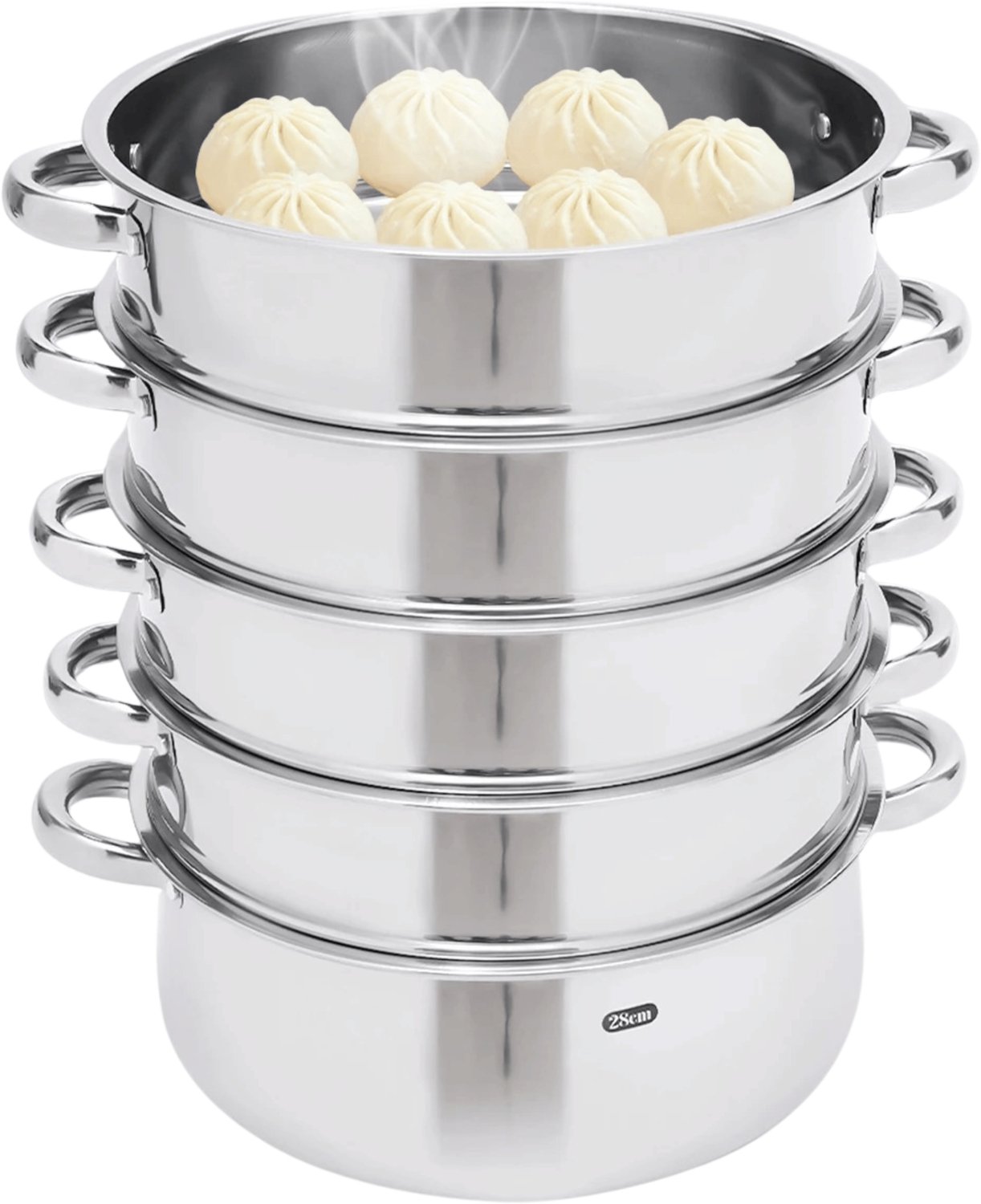 Homezo stoompan - 5 laags Stoompannenset - RVS - Diameter van 26 cm - groenten/vis/vlees/deegwaren/schaal- en schelpdieren.