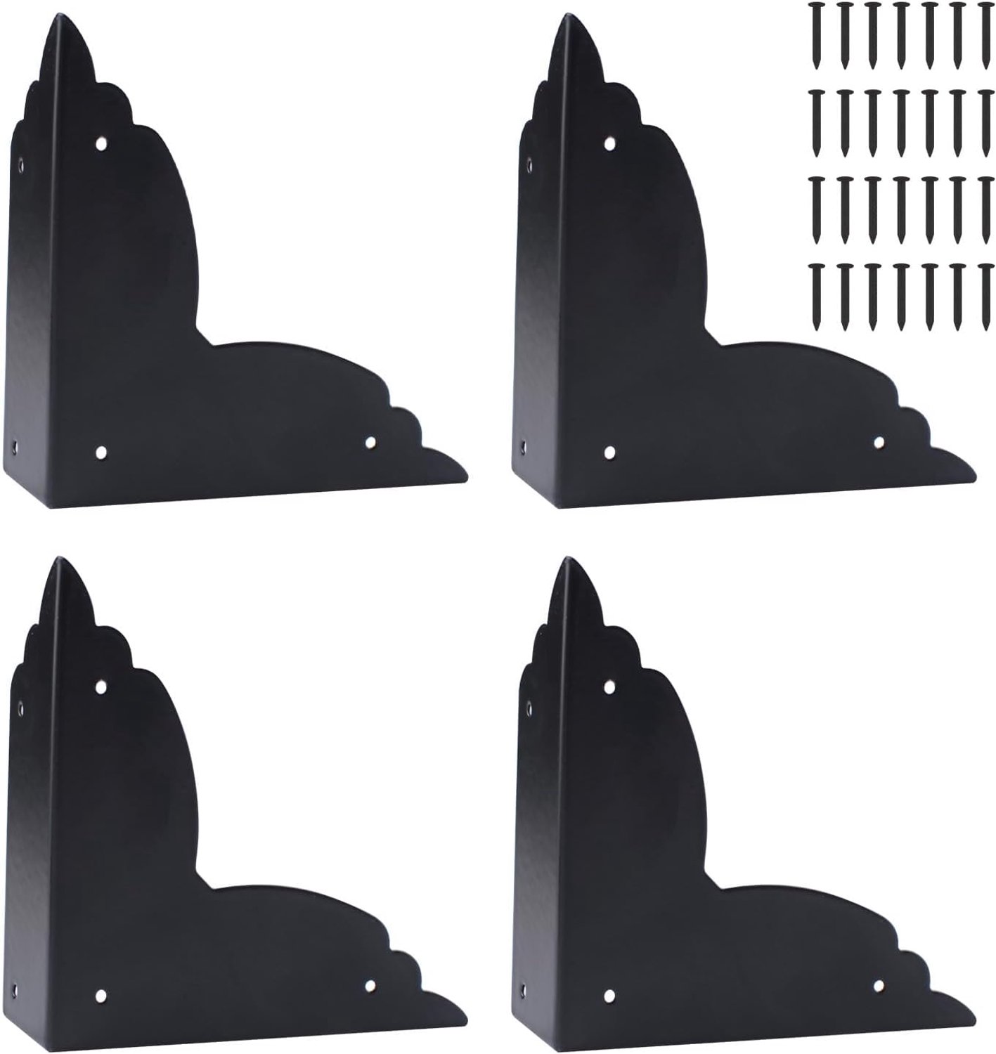 INCREWAY 4 Pack Heavy Duty Black Table Corner Protectors, Metal Edge Guards, Screw-On Edge Protectors for Furniture, Wooden Crates, Cabinets, Countert