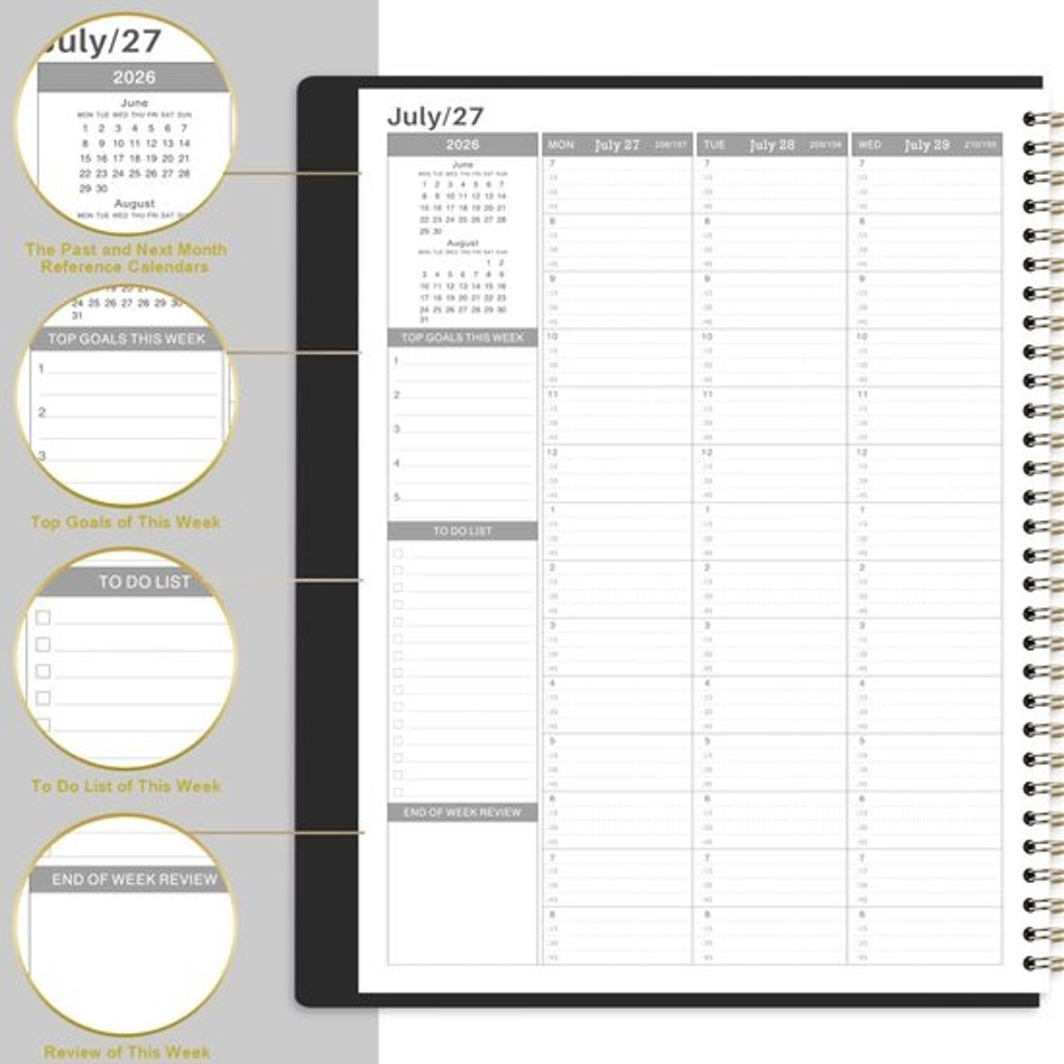 Afsprakenagenda A4 - Weekplanner Agenda - Tijd Beheer - 15 Minuten Intervallen - 21.8 x 29 cm - Zwart