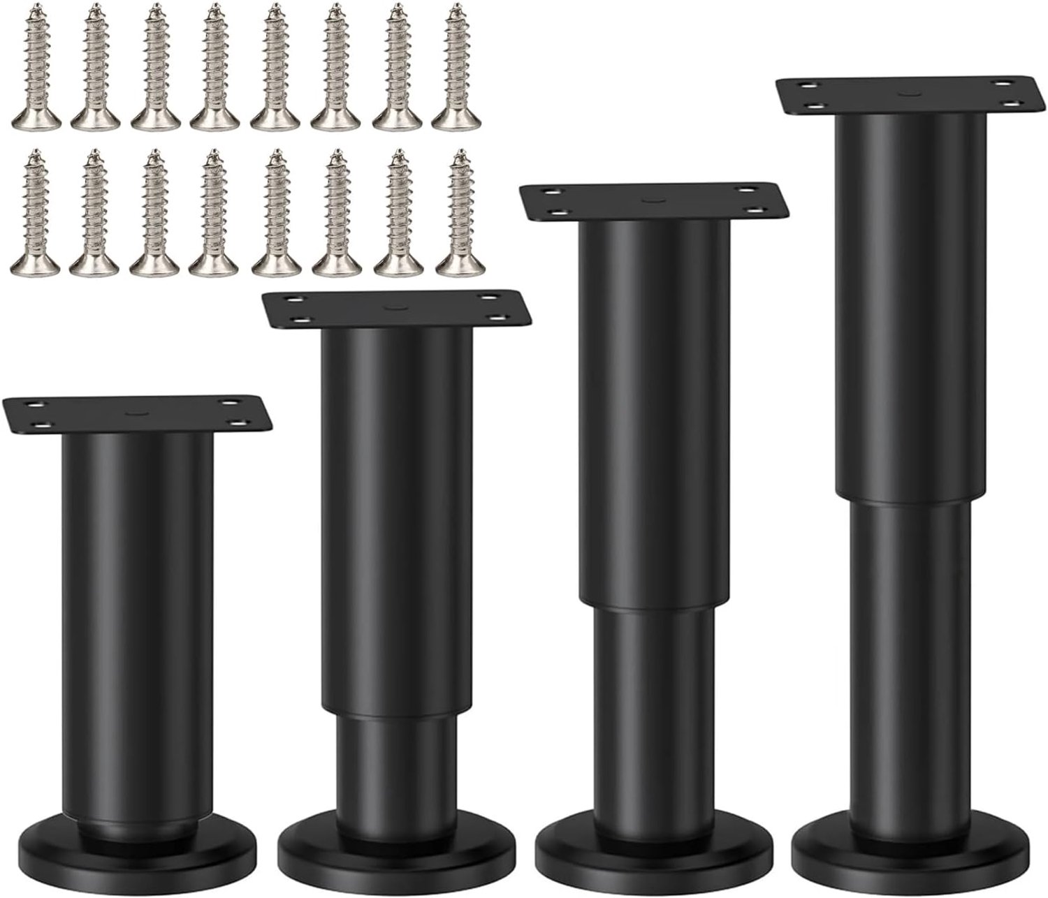 Verstelbare meubelpoten 8-12 cm - metalen zwart - hoogte verstelbaar - ideaal voor ongelijke vloeren - ShopVlot
