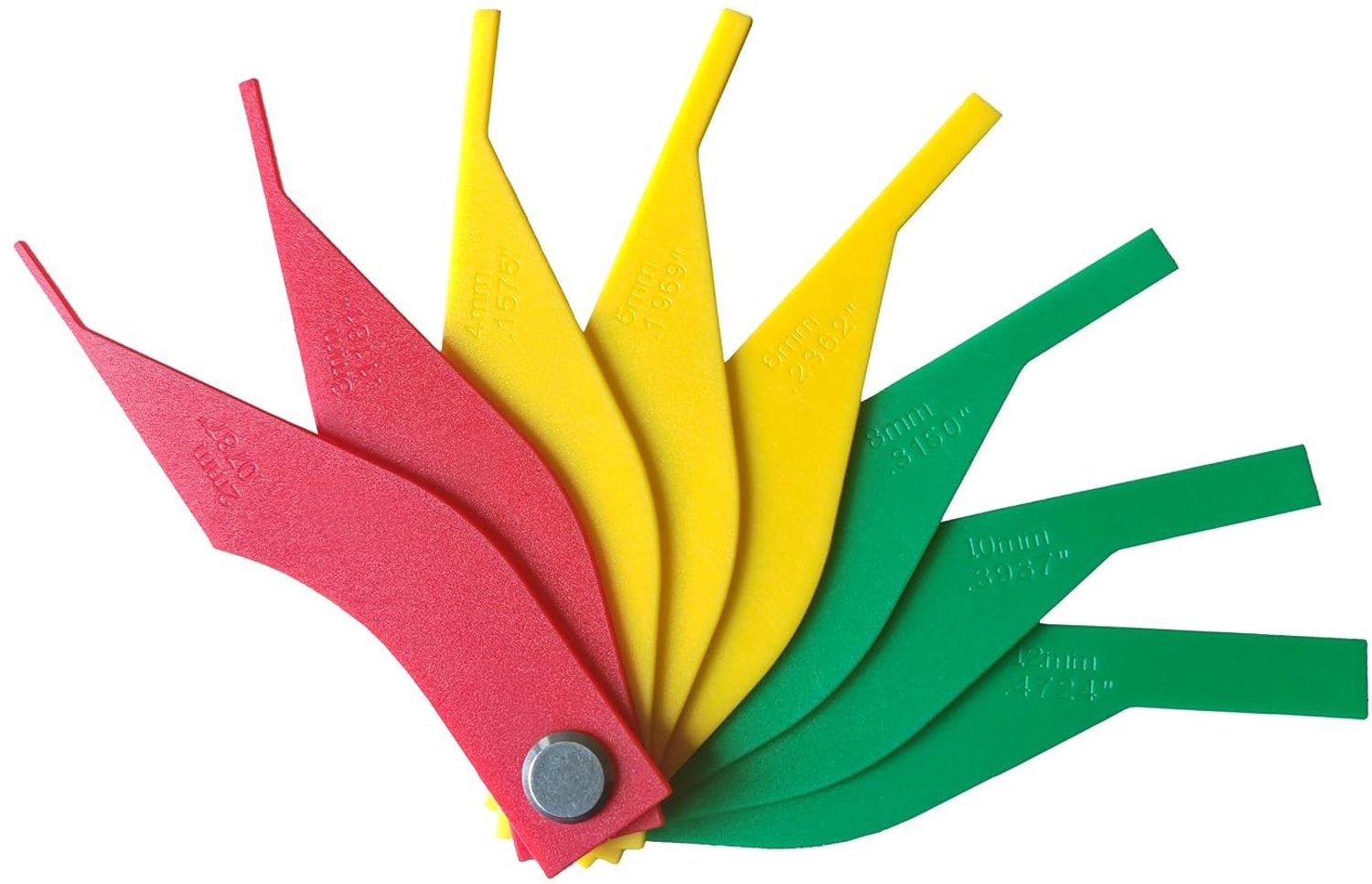 Remblokdiktemeterset - Multicolor - Set van 8 - Met SAE en Metrische Kleurcode - Voor Remblokken