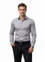 Modern fit Overhemd Grijs - Heren - Blouse - Regular Fit