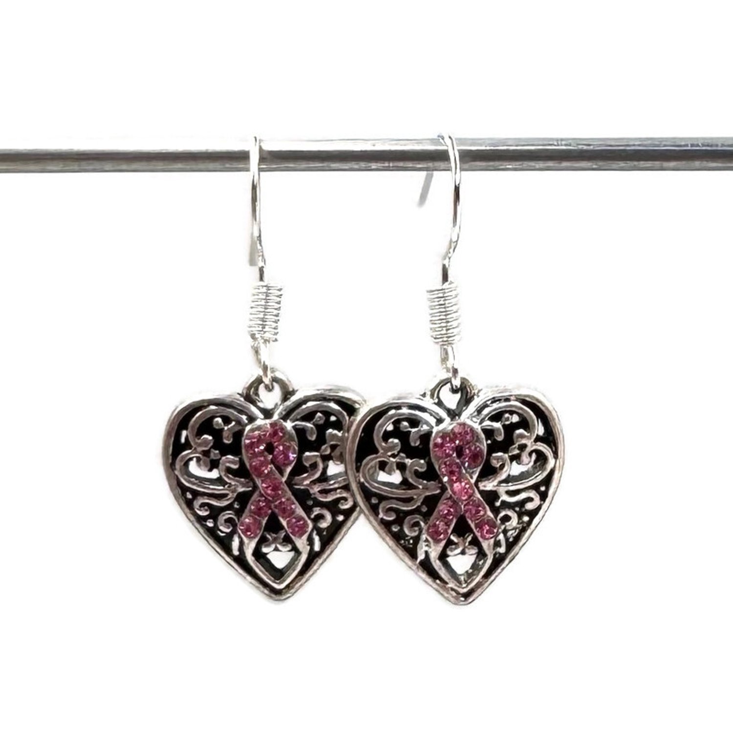 Pink Ribbon - Hangoorbellen - Hartjes - MNQ bijoux