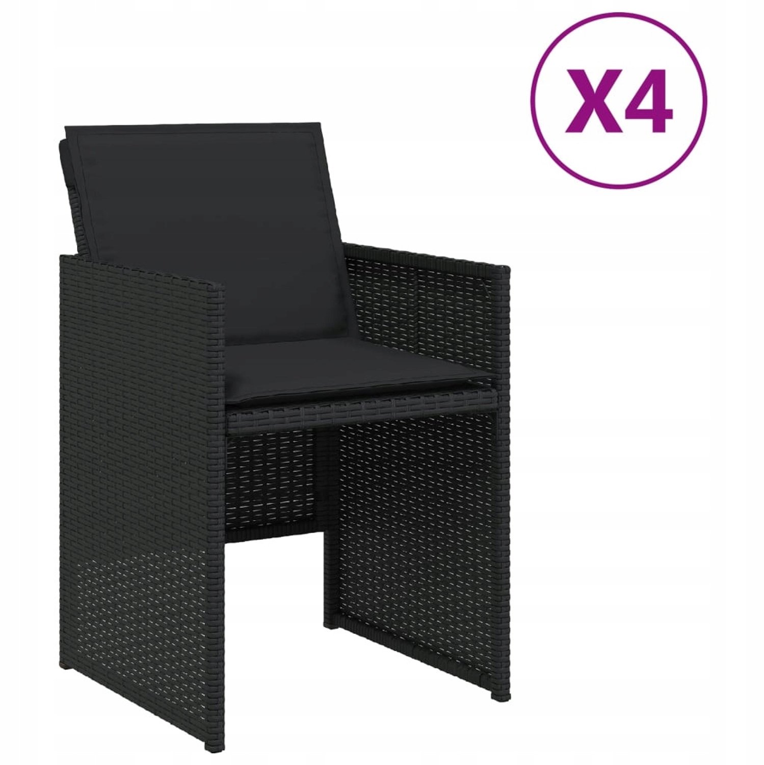 4x Tuinstoel met Kussen - Stabiel Rotan voor Terras en Balkon