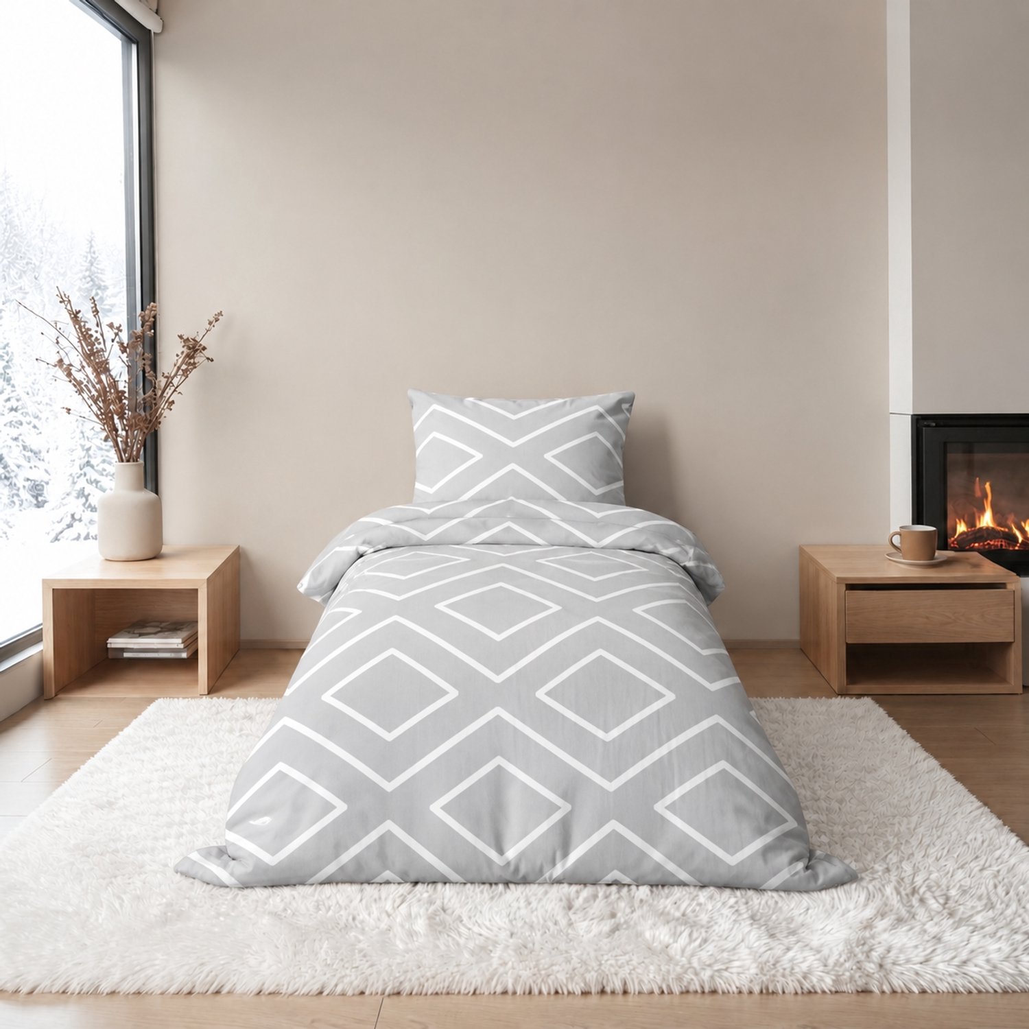 Dekbedovertrek Flanel - Winter - 1 persoon - 140 x 200 cm - Renaux Gr