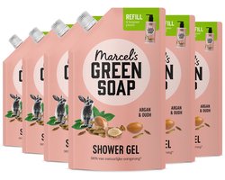 Marcel's Green Soap Douchegel Navulling - Argan & Oudh - 6 x 500ml