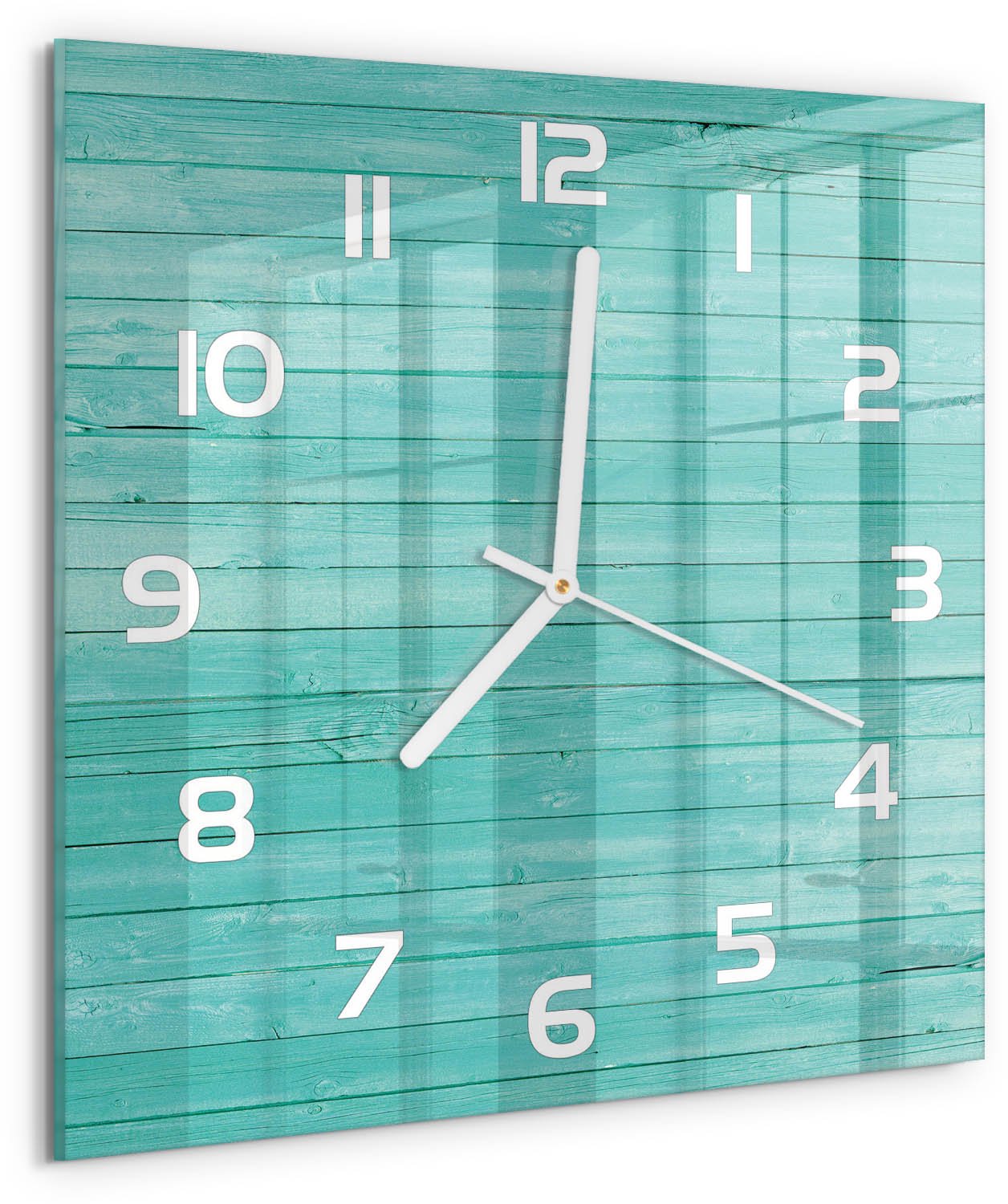 Tulup Wandklok - Groene borden Glazen Wandklok Design - 30x30 cm - Groente Klok Glas Met Opdruk - Witte handen - Vierkante Klok - Wandklok Glas Met Motief - Decoratieve Glazen Klok
