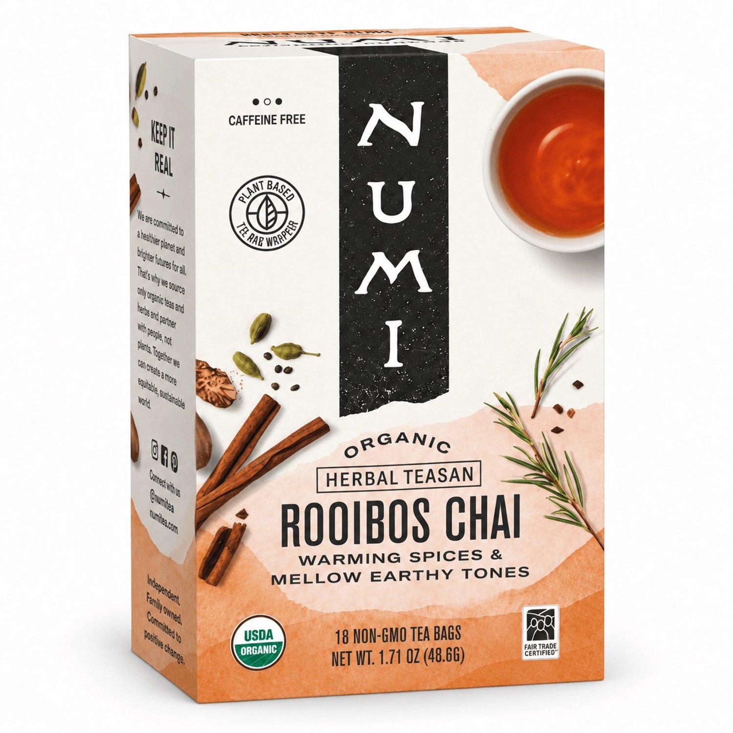 Numi Biologische Rooibos Chai – Biologische Cafeïnevrije Chai - 6 doosjes