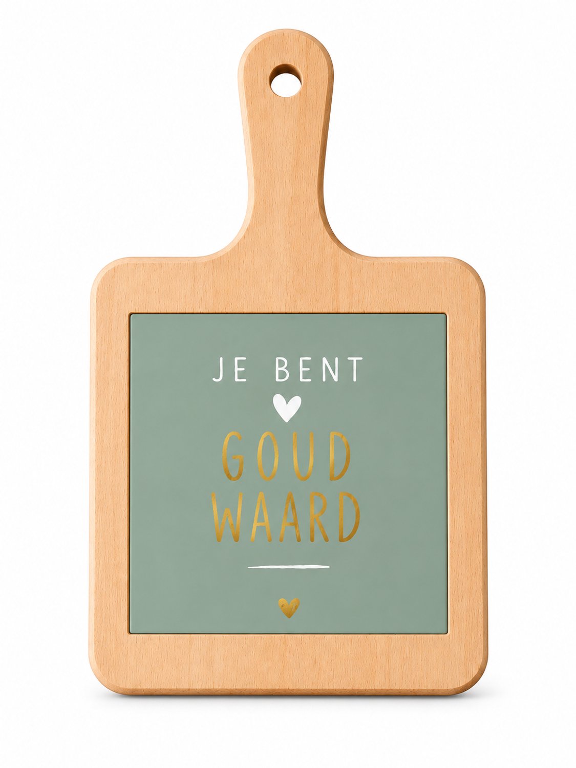 Houten Kaasplank Je Bent Goud Waard – Hout – 18 x 31 cm – Met Bedrukte Tegel