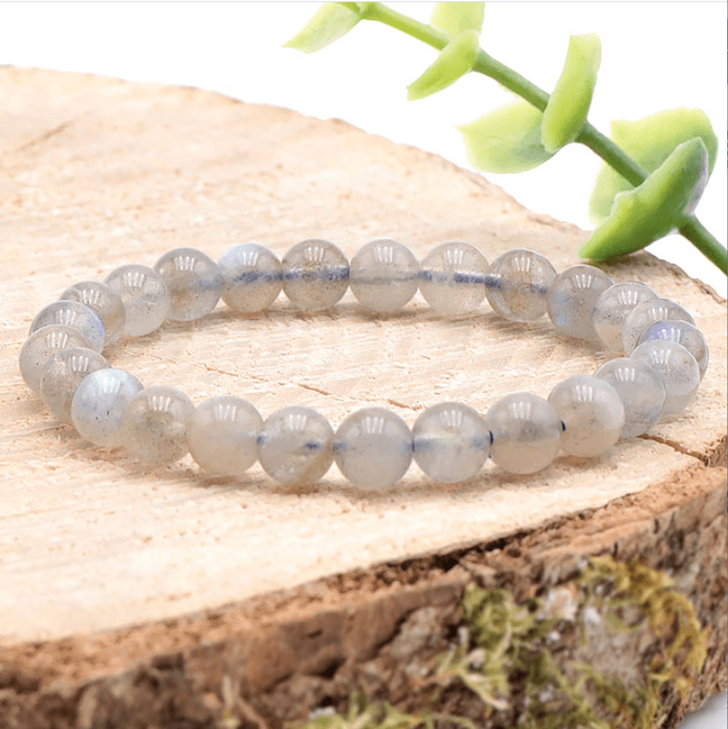 BERK Edelsteen Armband Labradoriet 6 mm Zwart
