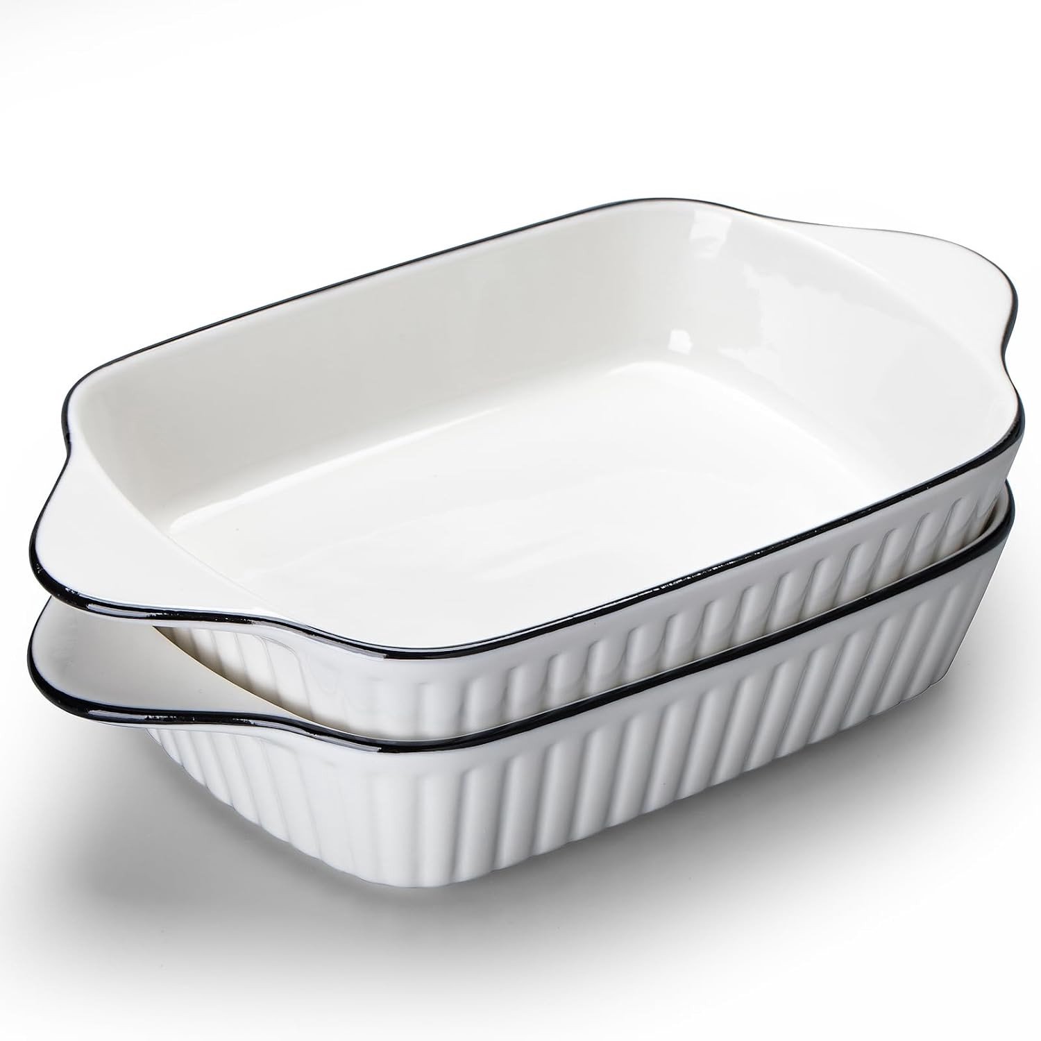 Bakbladenset - Wit - 26,7 cm - Keramische Ovenschalen met Handvatten - Voor Lasagne en Ovenschotels