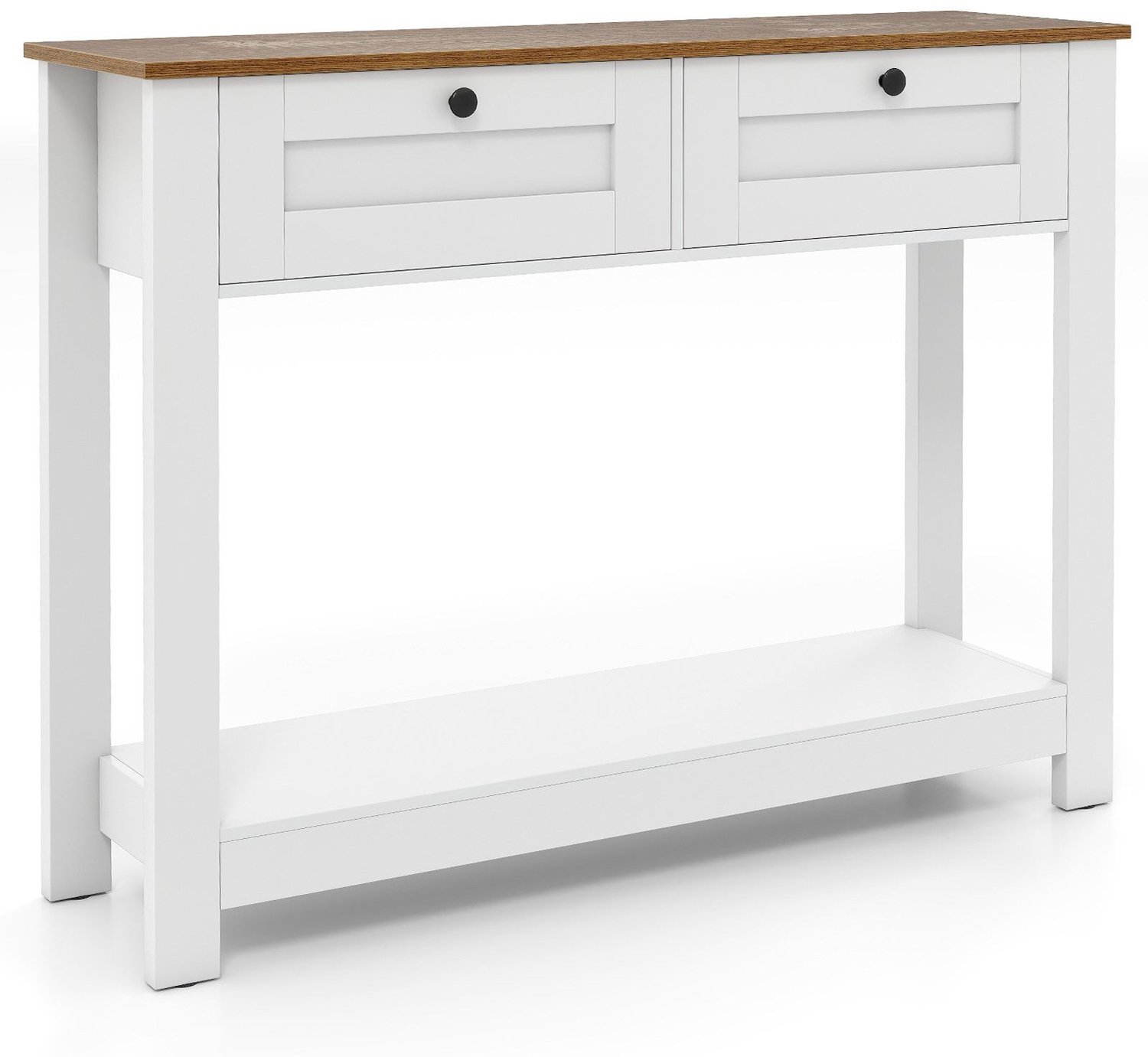 Suredeal Consoletafel - Houten Console Tafel - Lades Niveaus Smalle - 106x30x81,5 cm - Naturel