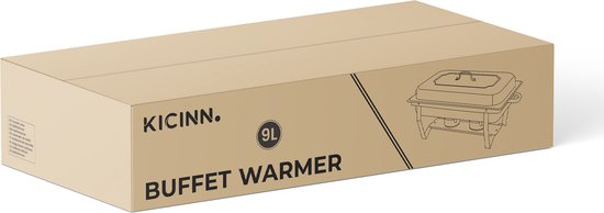Kicinn Chafing Dish - Buffetwarmer - Voedsel Verwamer - Voedsel Warmhouden - 3x3L bakken - met Deksel - Roestvrij Staal - Chrome - Earmhoudplaat - Bain Marie - Warmhoudbakken - Warmhoudschalen — afbeelding 2