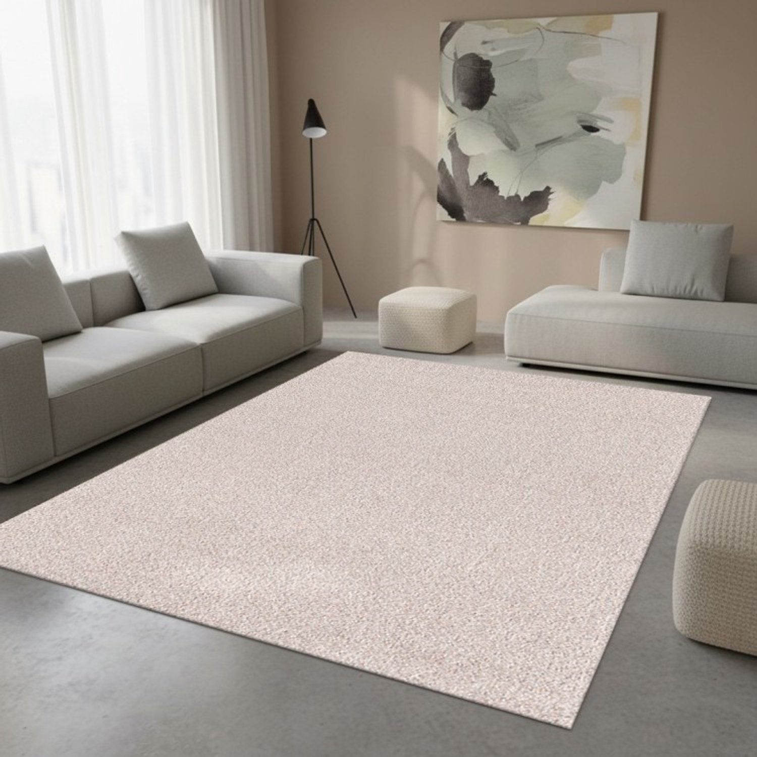 TapisTrend Designer tapijt Beige 240x340 cm Modern, effen gemêleerd vloerkleed met een fijne textuur voor de woonkamer, slaapkamer en eetkamer